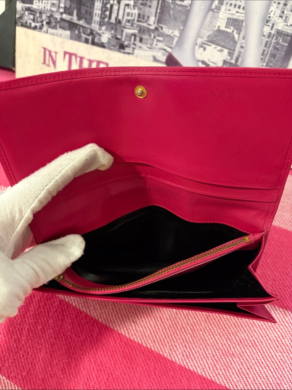 Saint Laurent Embossed Monogram Leather Clutch - Fuchsia - Picture 7 of 11